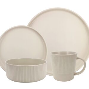 Ribbed Ceramic Tableware Set-beige