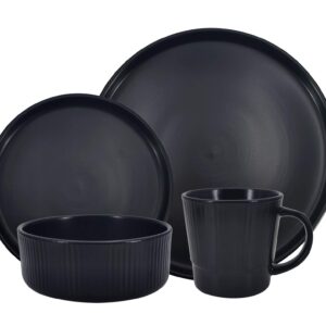 Rribbed Ceramic Tableware Set-black