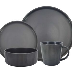 Ribbed Ceramic Tableware Set-grey